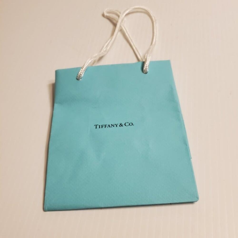 Tiffany & Co paper small gift bag. Very good shape. Teal 6x5x3" Lot 1